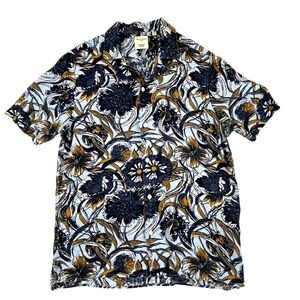 Men’s M Baird McNutt 100% Blue Organic Linen Casual Button Down Moran Slim Fit